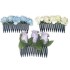 Yellow, Purple and Blue 3-Piece Flower Comb Set