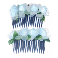 Light Blue 2-Piece Flower Comb Hair Set