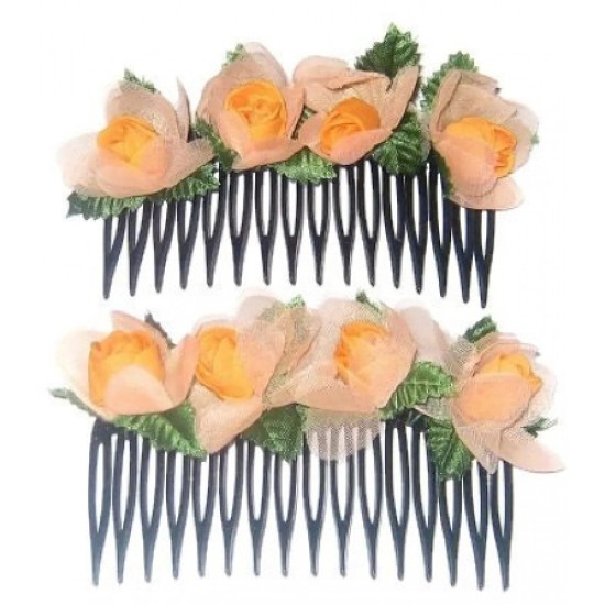 Orange 2-Piece Flower Comb Set