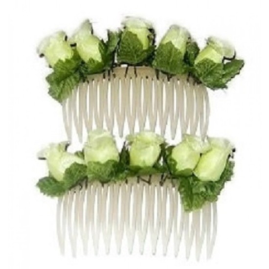 2-Piece Pale Yellow Flower Comb Set