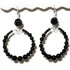 Black Flower Semi-Precious Hoop Earrings 