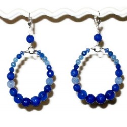 Blue Blend Semi-Precious Hoop Earrings