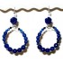 Blue Flower Semi-Precious Hoop Earrings 
