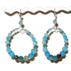 Island Blue, Turquoise and Aqua Semi-Precious Hoop Earrings