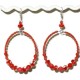 Large Coral and Clear Beaded Hoop Earrings with Semi-Precious Beads