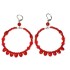 Large Red Petal Beaded Hoop Earrings