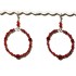 Large Red Hoop Earrings with Semi-Precious Beads