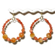 Orange Jade Hoop Earrings
