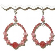 Pink Cherry Quartz Hoop Earrings