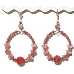 Pink Cherry Quartz Hoop Earrings