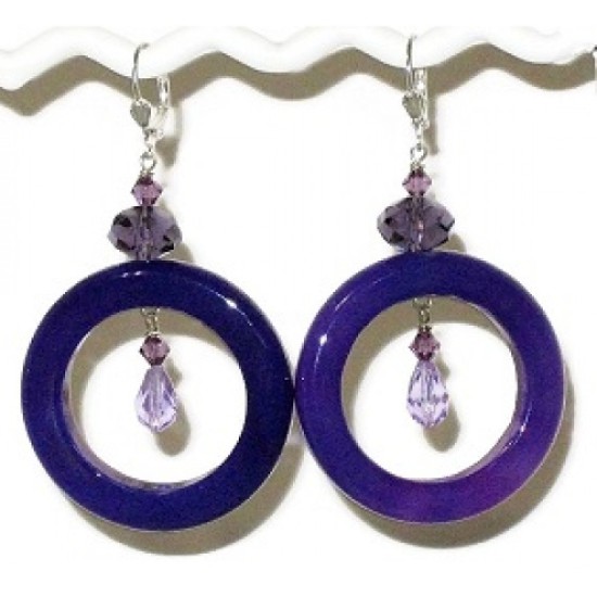 Purple Sardonyx Agate Hoop Earrings