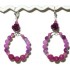 Maroon, Magenta and Lilac Blend Flower Semi-Precious Beaded Hoop Earrings