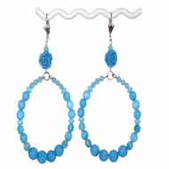 Sky Blue Flower Hoop Earrings