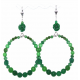 Large Emerald and Kelly Green Flower Hoop Earrings