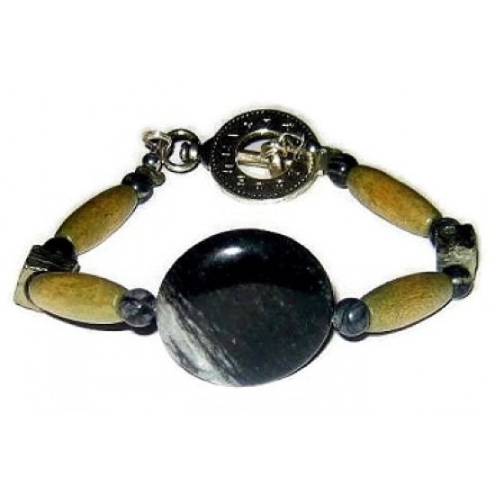 Olive Green, Black, Metallic and Gray Men's Bracelet