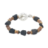 Beige, Black, and Brown Men's Beaded Bracelet with Tourmaline Nuggets