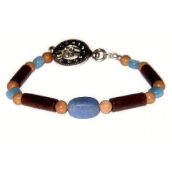 Navy Blue and Brown Men's Bracelet with Nugget Shell Beads