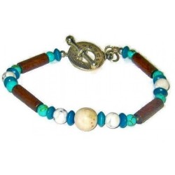 Brown, Off-White , Aqua & Turquoise Men's Bracelet
