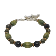 Olive Green, Forest Green and Khaki Men's Beaded Bracelet
