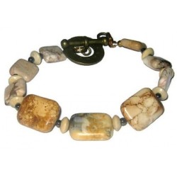 Ivory, Beige, Metallic Men's Bracelet