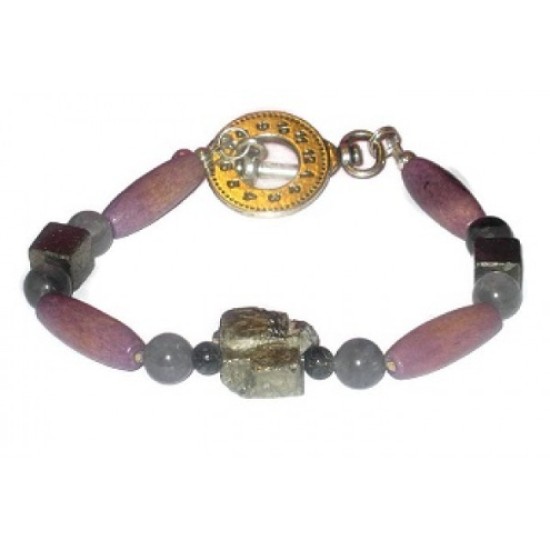 Purple, Gray, Black, and Metallic Men's Bracelet