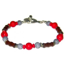 Red, Brown, Gray and Metallic Men's Bracelet