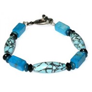 Turquoise, Navy, and Dark Gray Men's Bracelet