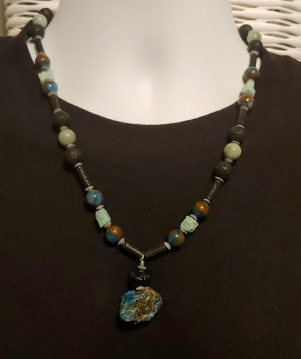 Mens beaded necklace,wood,hand made,yak bone beads,surfer,tribal,leather,ethnic  | eBay