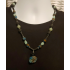 Black, Teal, Mint Green, and Slate Gray Men's Beaded Necklace with Apatite Stone Pendant