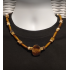 Brown and Beige Men's Necklace with Horn Pipe, Magnesite and Jasper Beads