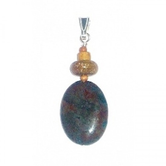 Brown, Deep Turquoise and Beige Men's Pendant