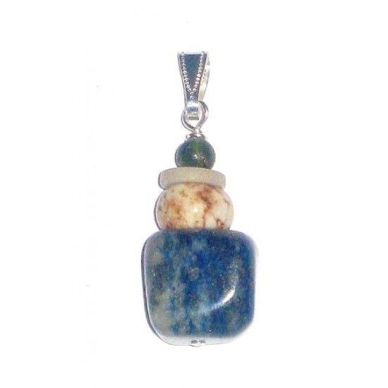 Blue, Grey, Off-White and Blue Sodalite and Magnesite Men's Pendant