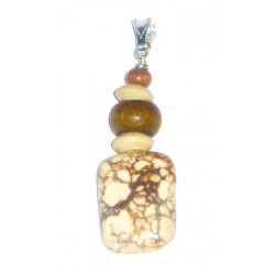  Brown, Beige and Khaki Men's Pendant with Magnesite Rectangle