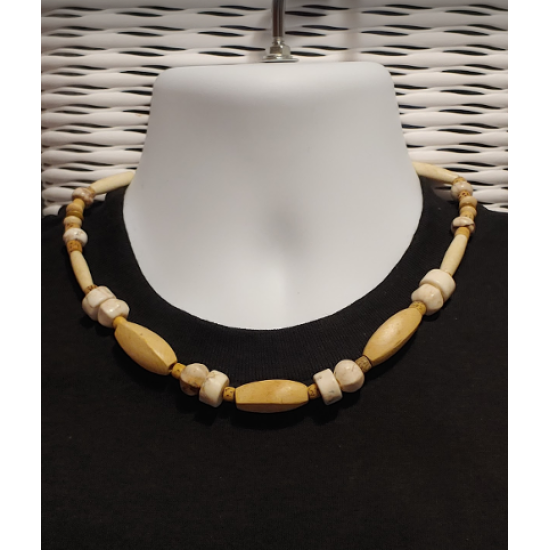 Off-White and Beige Men's Necklace 