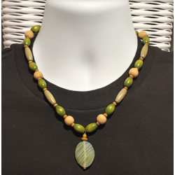 Olive Green, Beige and Brown Men's Beaded Necklace