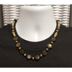 Olive, Beige, Khaki, and Navy Men's Beaded Necklace