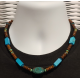 Turquoise and Brown Men's Beaded Necklace