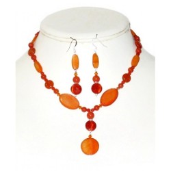 Orange Necklace and Earring Set 