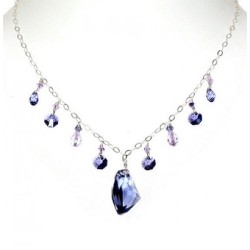 Purple Crystal Sterling Silver Necklace and Earring Set