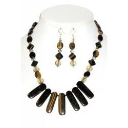 Tiger Eye and Champagne Necklace Set
