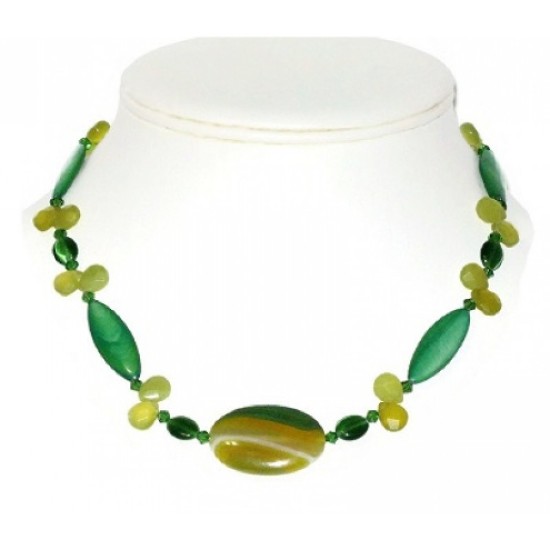 Green and Yellow Necklace and Earring Set 