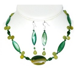 Green and Yellow Necklace and Earring Set 