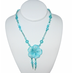 Aqua Blossom Necklace with Flower Pendant 