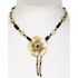 Beige and Brown Necklace with Flower Pendant