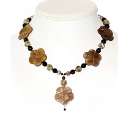 Beige and Brown Flower Necklace