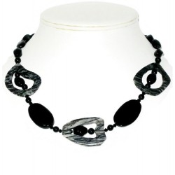 Black and Grey Jasper and Onyx Necklace
