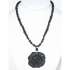 Black Necklace with Onyx Flower Pendant