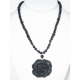 Black Necklace with Onyx Flower Pendant