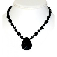 Black Onyx Necklace with Briolette Pendant