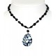 Black and White Necklace with Mosaic Mother-of-Pearl Pendant